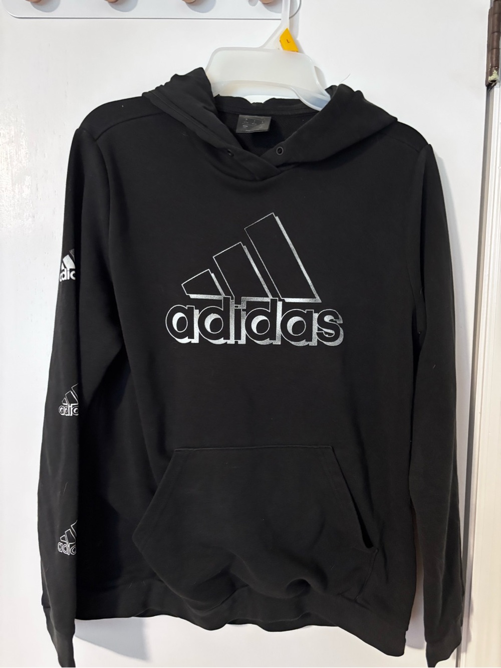 adidas Black Hoodie with White Logo